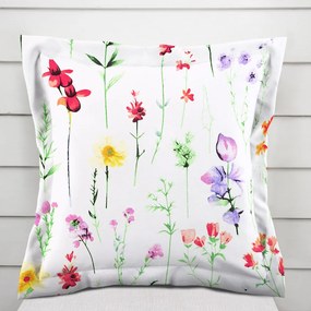 Biante Bavlnená obliečka na vankúš s lemom Sandra SA-492 Kvetovaná lúka na bielom 60 x 60 cm