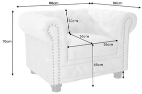 Kreslo 42312 Chesterfield Zamat Champagner  - Komfort-nábytok