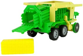 Lean Toys Zelený traktor s lisom na trecím pohonom