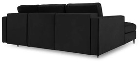 Čierna zamatová rozkladacia rohová pohovka Milo Casa Santo, ľavý roh