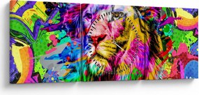 Obraz - 3D obraz leva (s hodinami) (90x30 cm)