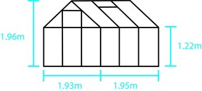 Skleník Halls Popular, 3,19 x 1,93 m / Hliník, Komôrkový polykarbonát