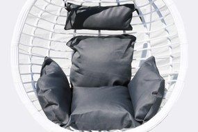 Závesné kreslo 04 biele so sivou poduškou