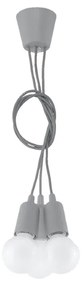 Závesné svietidlo Diego 3, sivé telo svietidla