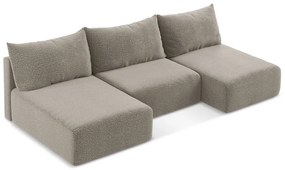 Béžová rozkladacia/s úložným priestorom rohová pohovka Kalena – Makamii