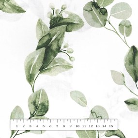 Biante Detské bavlnené posteľné obliečky do postieľky Sandra SA-422 Zelené listy na bielom Do postieľky 90x130 a 40x60 cm