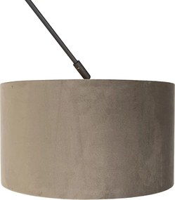 Závesné svietidlo čierne s taupe zamatovým tienidlom so zlatom 35 cm - Blitz