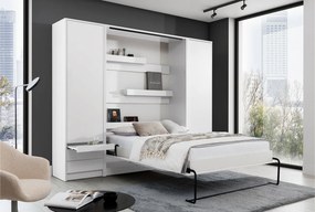 Vertikálna sklápacia posteľ Genius 140x200 s písacím stolom - biely mat
