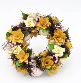 DECOLED Veľkonočný veniec, 30 x 8 cm, žlté kvety