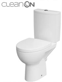Cersanit Parva CleanOn, kombi wc so splachovaním 3/5l, horizontálny odtok, prívod vody z boku a antibakteriálnym sedátkom z duroplastu, biela, K27-063