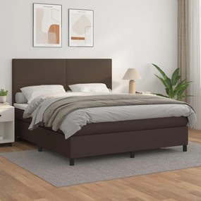 Boxspring posteľ s matracom hnedá 160x200 cm umelá koža 3142734