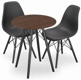Jedálenský stôl TODI jaseň 60 cm s dvoma stoličkami OSAKA čierne