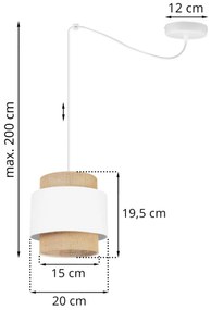 Závesné svietidlo Boho Spider, 1x jutové/biele textilné tienidlo