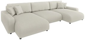 Krémová menčestrová rozkladacia/s úložným priestorom rohová pohovka Sara – Ropez