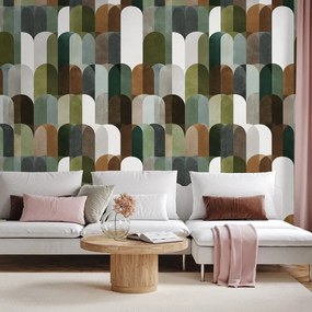 Fototapeta zelenohnedé oblúkové vzory