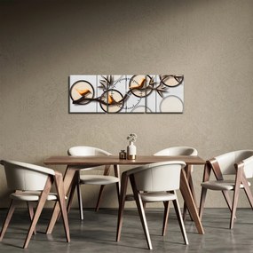 Umelecký obraz - Vtáčiky na vetve (s hodinami) (90x30 cm)