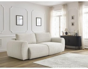 Krémová menčestrová rozkladacia pohovka 257 cm Lucien – Bobochic Paris