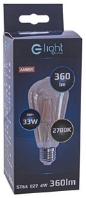 Dekoračná LED žiarovka E27 teplá 2700k 4w 400 lm jantárová