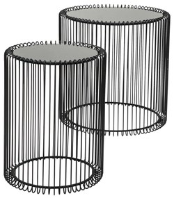 Wire set príručných stolíkov čierny Ø44 cm
