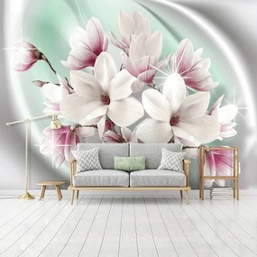 Fototapeta - Biele a ružové kvety (254x184 cm)