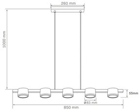 LED Luster na lanku MIRELLA 5xGX53/6W/230V čierna