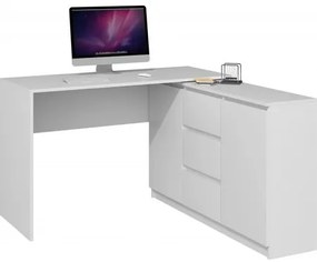 Počítačový stôl s komodu 2D3S biely mat
