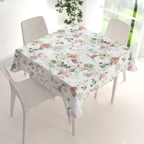 Biante Dekoračný štvorcový obrus PM-018 Maľované kvety na zelenom 100x100 cm