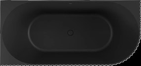 Mexen Gia, voľne stojaca rohová vaňa, drážkovaná, ľavá, 170 x 80 cm, čierna matná, 52701708071L-SS