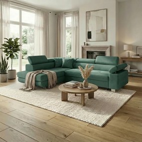 Rohová sedacia súprava s funkciou spania FREDO ľavá Zelená