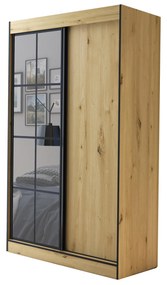 Šatníková skriňa 120 cm Oklahoma 2 (dub artisan + čierna). Akcia -20%. Vlastná spoľahlivá doprava až k Vám domov. 1043172