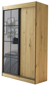 Šatníková skriňa 120 cm Oklahoma 2 (dub artisan + čierna). Akcia -20%. Vlastná spoľahlivá doprava až k Vám domov. 1043172