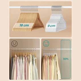 Protišmykové zamatové vešiaky s miestom na kravatu 20 ks, biele