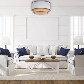 Duolla - Stropné svietidlo BOHO 1xE27/15W/230V pr. 45 cm biela/ratan