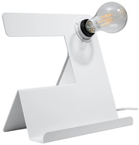 Stolná lampa Incline, biele telo svietidla