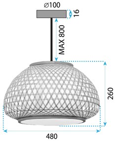 Toolight Natural, závesné stropné svietidlo 1xE27 APP1649-1CP, prírodná hnedá, OSW-05116