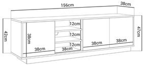 TV STOLÍK ALWIN BIELY VYSOKÝ LESK 156 cm
