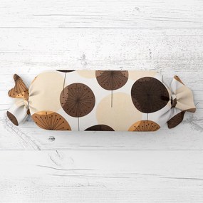 Biante Vankúš valec bonbon Sandra SA-488 Hnedo-béžové designové púpavy 15x100 cm