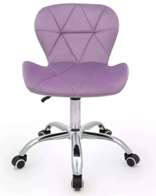 LuxuryForm DESIGN Stolička LIVIO VELUR na striebornej podstave s kolieskami - levanduľa