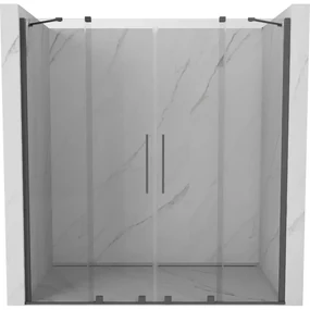 Mexen Velar Duo, posuvné dvere do otvoru 180x200 cm, 8mm číre sklo, grafitová matná, 871-180-000-02-66