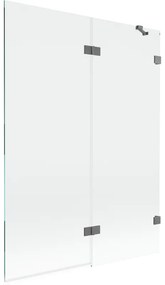 Mexen Lunar, 2-krídlová vaňová zástena pravá 130 x 150 cm, číre sklo, grafitová, 897-130-100-95-00-P