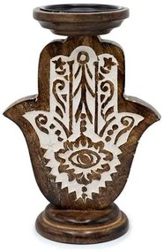 Drevený svietnik Hamsa ruka fatimy 24cm