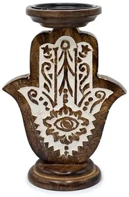 Drevený svietnik Hamsa ruka fatimy 24cm