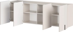 Závesná štvordverová komoda Malmi 200 cm - kašmír / čierna