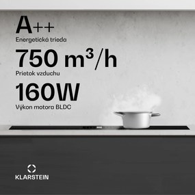 Klarstein AirJet Hybrid Down Air System, Indukčná varná doska s integrovaným digestorom, 600 m³/h, EEK A+