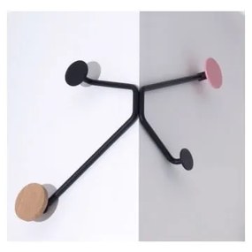 Čierny nástenný vešiak na vonkajší roh s ružovým detailom Gazzda Hook