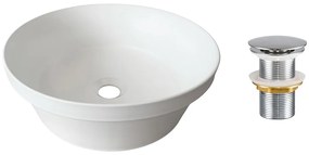 Súprava keramického umývadla na dosku a výpuste Mada 40 cm biela