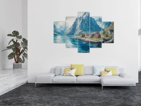 Obraz - Nórska dedinka (150x105 cm)
