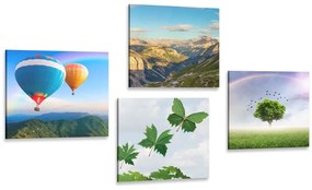 Set obrazov prelet balónom nad krajinou - 4x 60x60