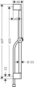 Hansgrohe Unica, sprchová tyč Pulsify S 650 mm so sprchovou hadicou Isiflex 1600 mm, chrómová , HAN-24400000