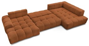 Terakotová ženilková rozkladacia/s úložným priestorom rohová pohovka (pravý roh/do tvaru "U") Everest – Bobochic Paris